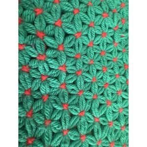 Vintage‎ Yarn Star 4 Placemats Green Red Granny Core Handmade